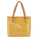 LOUIS VUITTON Monogram Vernis Houston Hand Bag Beige M91004 LV Auth 149327-13