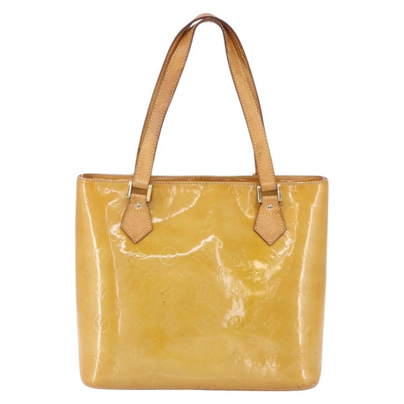 LOUIS VUITTON Monogram Vernis Houston Hand Bag Beige M91004 LV Auth 149327