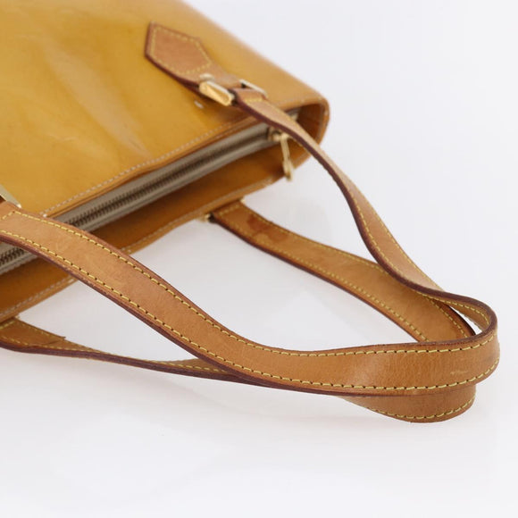 LOUIS VUITTON Monogram Vernis Houston Hand Bag Beige M91004 LV Auth 149327