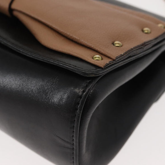 Chloe Chain Shoulder Bag Leather Black Gold Auth 149333