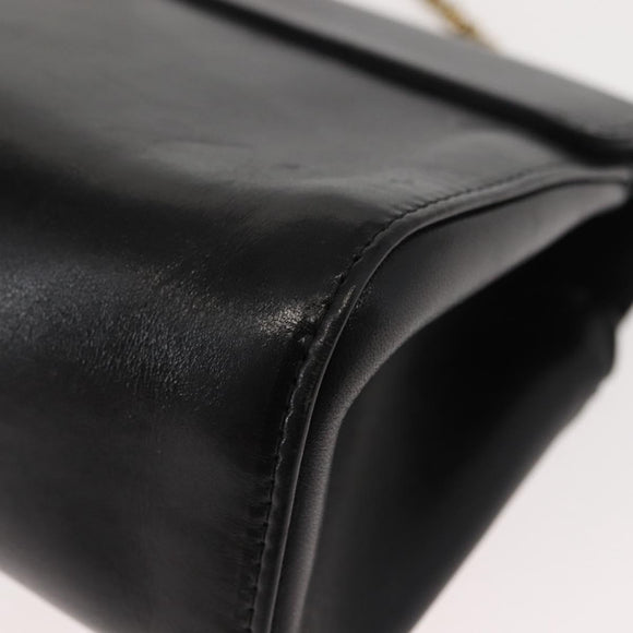 Chloe Chain Shoulder Bag Leather Black Gold Auth 149333