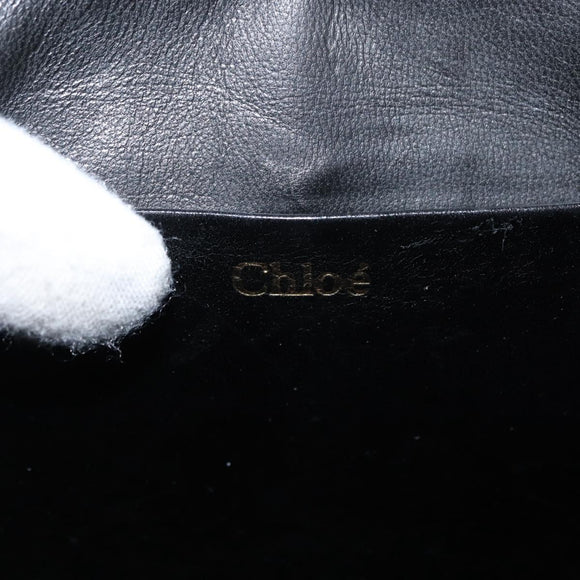 Chloe Chain Shoulder Bag Leather Black Gold Auth 149333