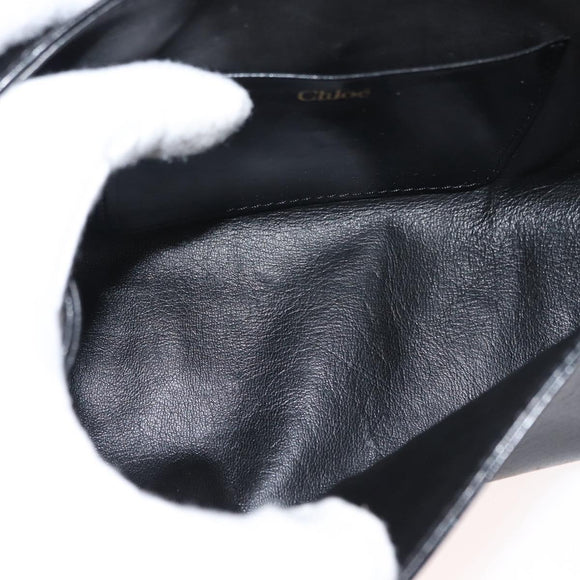 Chloe Chain Shoulder Bag Leather Black Gold Auth 149333