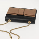 Chloe Chain Shoulder Bag Leather Black Gold Auth 149333-6