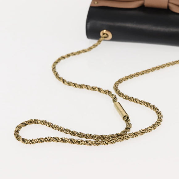 Chloe Chain Shoulder Bag Leather Black Gold Auth 149333