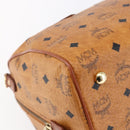 MCM Logogram Vicetos Boston Bag PVC Leather Brown Gold Auth 149334-14