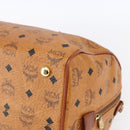 MCM Logogram Vicetos Boston Bag PVC Leather Brown Gold Auth 149334-15