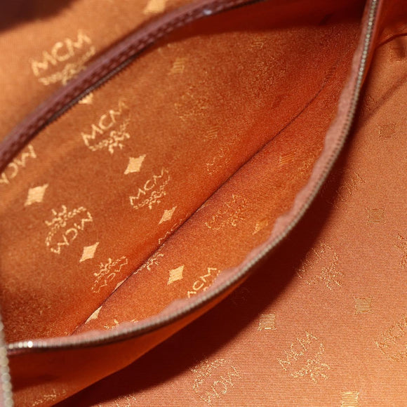 MCM Logogram Vicetos Boston Bag PVC Leather Brown Gold Auth 149334