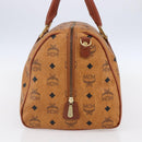 MCM Logogram Vicetos Boston Bag PVC Leather Brown Gold Auth 149334-3