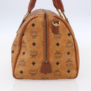 MCM Logogram Vicetos Boston Bag PVC Leather Brown Gold Auth 149334-4