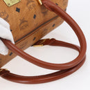 MCM Logogram Vicetos Boston Bag PVC Leather Brown Gold Auth 149334-7