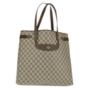 GUCCI GG Supreme Web Sherry Line Tote Bag PVC Beige Gold 39 02 091 Auth 149350-1