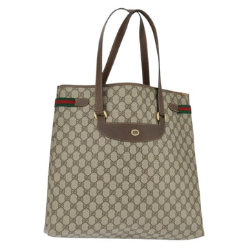 GUCCI GG Supreme Web Sherry Line Tote Bag PVC Beige Gold 39 02 091 Auth 149350