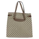 GUCCI GG Supreme Web Sherry Line Tote Bag PVC Beige Gold 39 02 091 Auth 149350-2