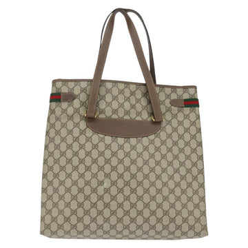 GUCCI GG Supreme Web Sherry Line Tote Bag PVC Beige Gold 39 02 091 Auth 149350 - 0