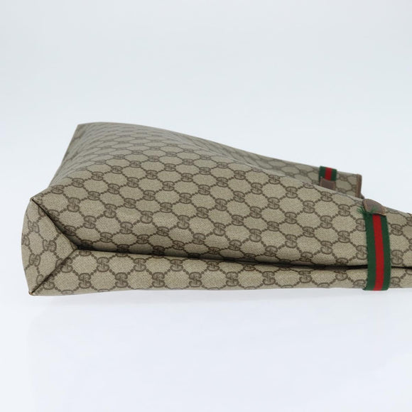 GUCCI GG Supreme Web Sherry Line Tote Bag PVC Beige Gold 39 02 091 Auth 149350