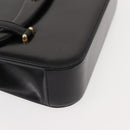 GUCCI Hand Bag Leather Black Gold Auth 149354-9