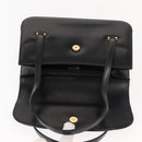 GUCCI Hand Bag Leather Black Gold Auth 149354-10