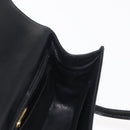 GUCCI Hand Bag Leather Black Gold Auth 149354-19