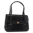 GUCCI Hand Bag Leather Black Gold Auth 149354-1