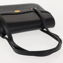 GUCCI Hand Bag Leather Black Gold Auth 149354-7