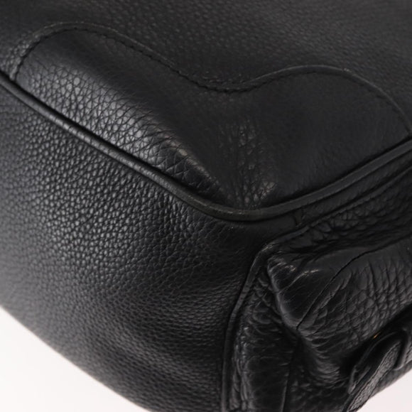 PRADA Shoulder Bag Leather Black Gold Auth 149362