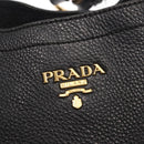 PRADA Shoulder Bag Leather Black Gold Auth 149362-16