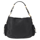 PRADA Shoulder Bag Leather Black Gold Auth 149362-3