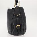 PRADA Shoulder Bag Leather Black Gold Auth 149362-4