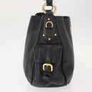 PRADA Shoulder Bag Leather Black Gold Auth 149362-5
