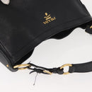PRADA Shoulder Bag Leather Black Gold Auth 149362-6