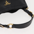 PRADA Shoulder Bag Leather Black Gold Auth 149362-7