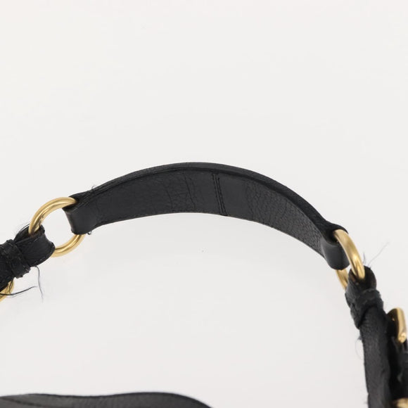 PRADA Shoulder Bag Leather Black Gold Auth 149362
