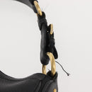 PRADA Shoulder Bag Leather Black Gold Auth 149362-9