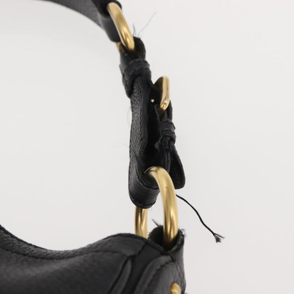 PRADA Shoulder Bag Leather Black Gold Auth 149362