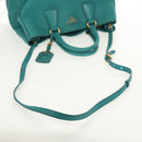 PRADA Hand Bag Leather 2way Gold Emerald Green Auth 149365-9