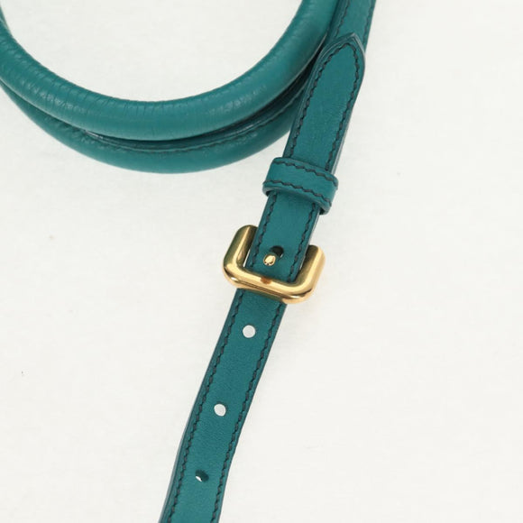 PRADA Hand Bag Leather 2way Gold Emerald Green Auth 149365