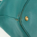 PRADA Hand Bag Leather 2way Gold Emerald Green Auth 149365-20