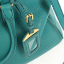 PRADA Hand Bag Leather 2way Gold Emerald Green Auth 149365-25