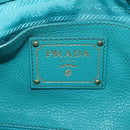 PRADA Hand Bag Leather 2way Gold Emerald Green Auth 149365-26