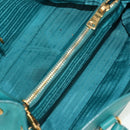 PRADA Hand Bag Leather 2way Gold Emerald Green Auth 149365-27