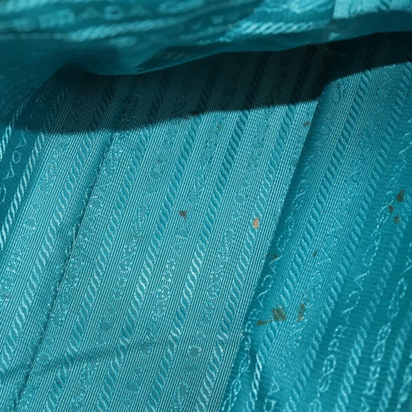 PRADA Hand Bag Leather 2way Gold Emerald Green Auth 149365