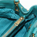 PRADA Hand Bag Leather 2way Gold Emerald Green Auth 149365-30
