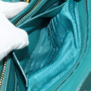 PRADA Hand Bag Leather 2way Gold Emerald Green Auth 149365-32