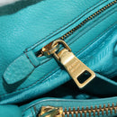 PRADA Hand Bag Leather 2way Gold Emerald Green Auth 149365-33