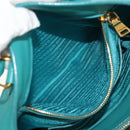 PRADA Hand Bag Leather 2way Gold Emerald Green Auth 149365-34