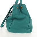 PRADA Hand Bag Leather 2way Gold Emerald Green Auth 149365-3