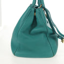 PRADA Hand Bag Leather 2way Gold Emerald Green Auth 149365-5