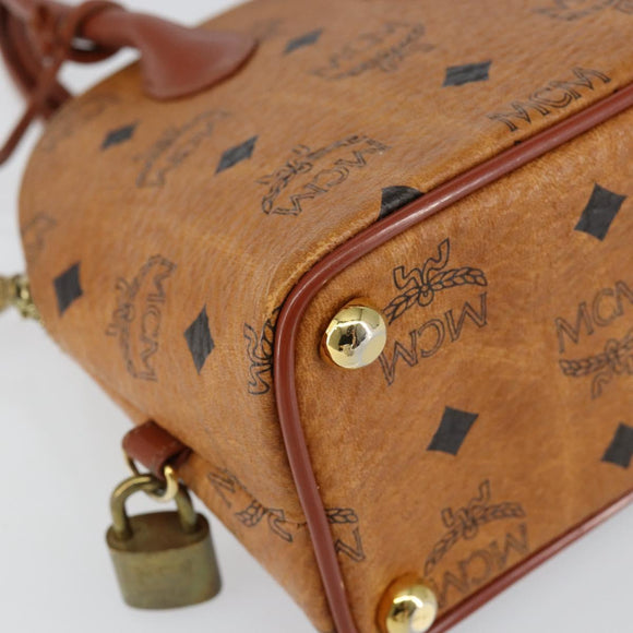 MCM Logogram Vicetos Hand Bag PVC Leather 2way Brown Gold Auth 149366