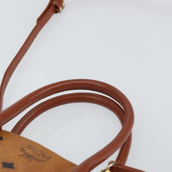 MCM Logogram Vicetos Hand Bag PVC Leather 2way Brown Gold Auth 149366